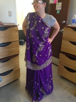 Sanjee let me try on a sari!!! It made me feel like a pretty purple princess.